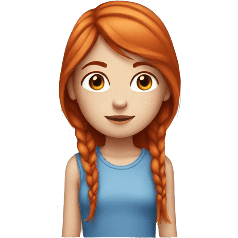  girl with straight red hair and blue eyes, fair skin with freckles emoji