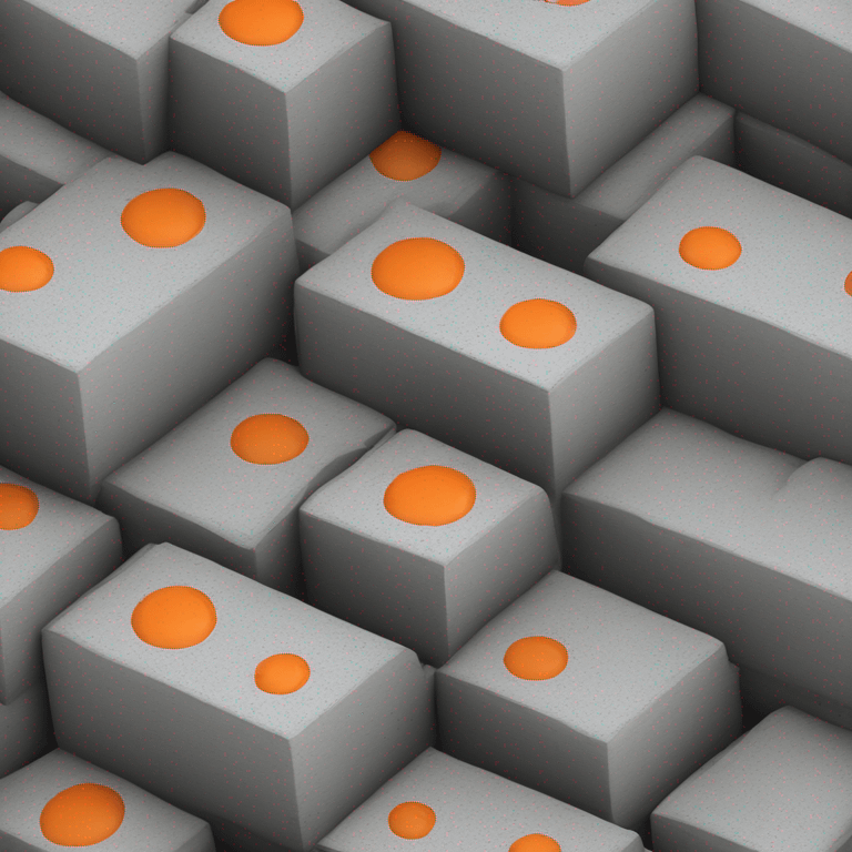 3d concrete block with a orange facade emoji