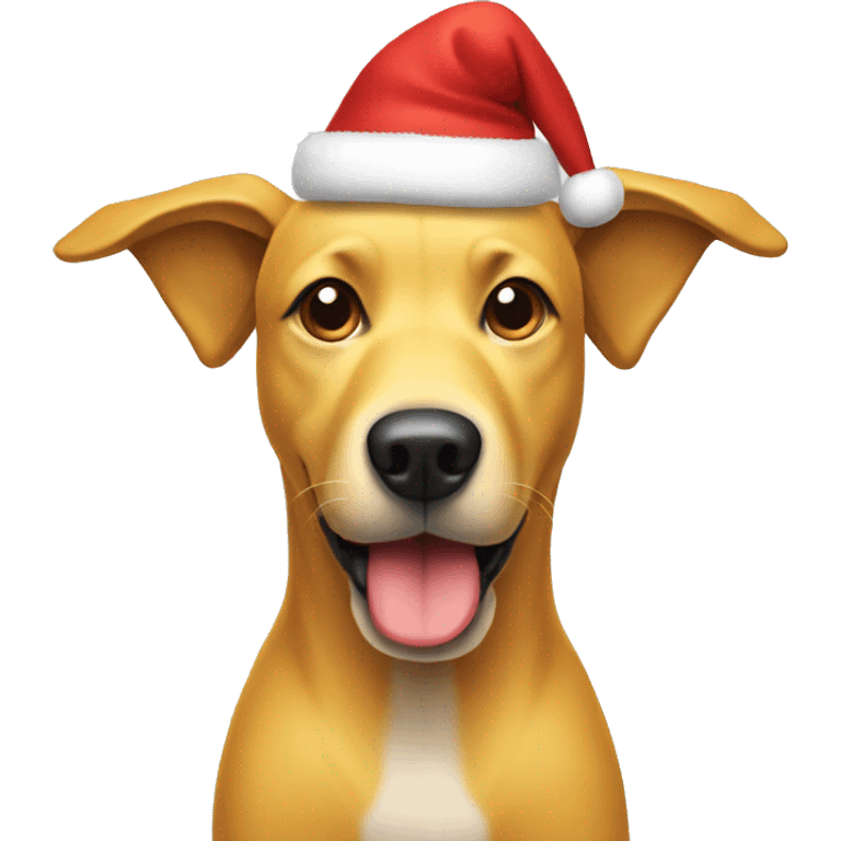 yellow dog with xmas hat on emoji