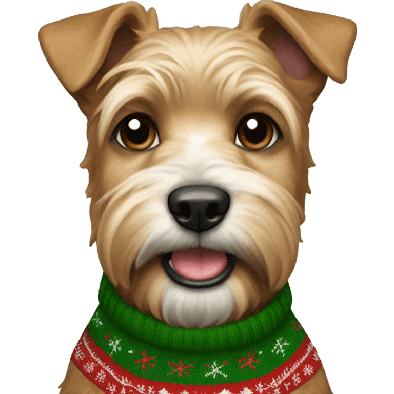 Airdale Terrier in christmas Sweater  emoji