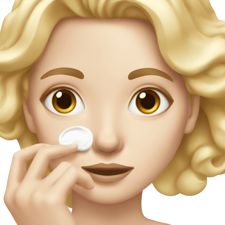 white girl applying cream on face emoji