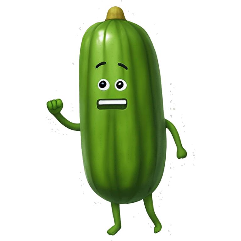 Pickle with arms and legs wearing a bathing suit emoji