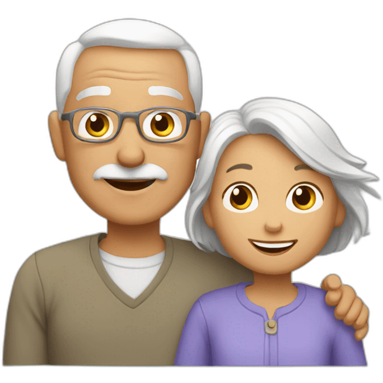 white grandparents and grandchildren emoji