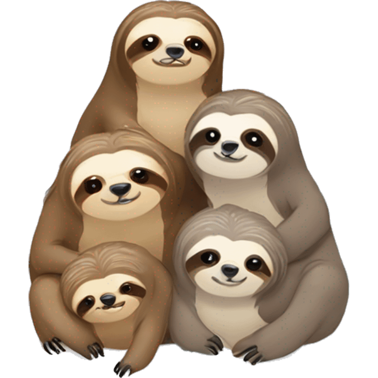 Kawaii rainbow pastel bedazzled family of sloths in a snow globe  emoji