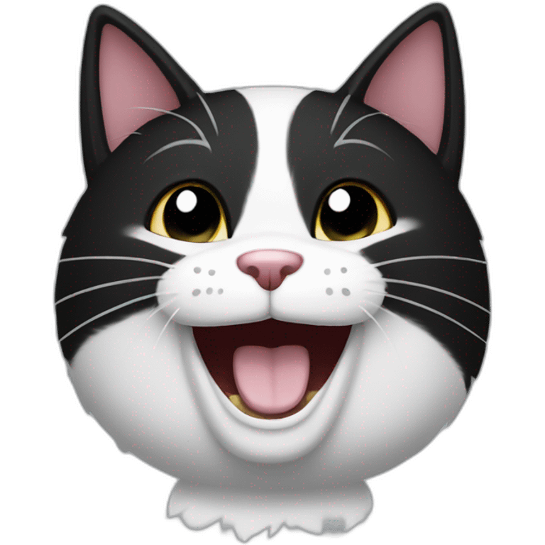 laughing black and white cat emoji