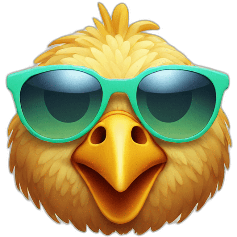 Chicken with short and sunglasses in a beach emoji