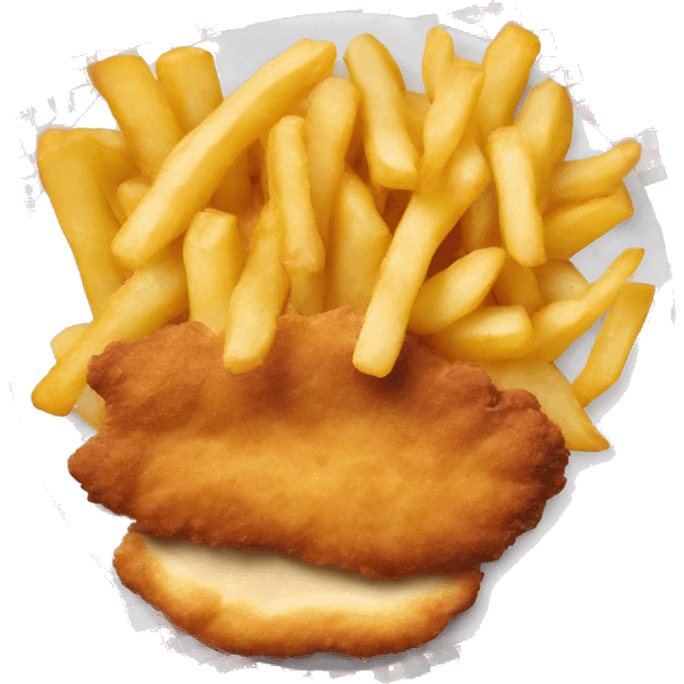 a Schnitzel shaped like Austria with pommes emoji