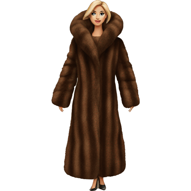 Luxurious brown full length fur coat emoji