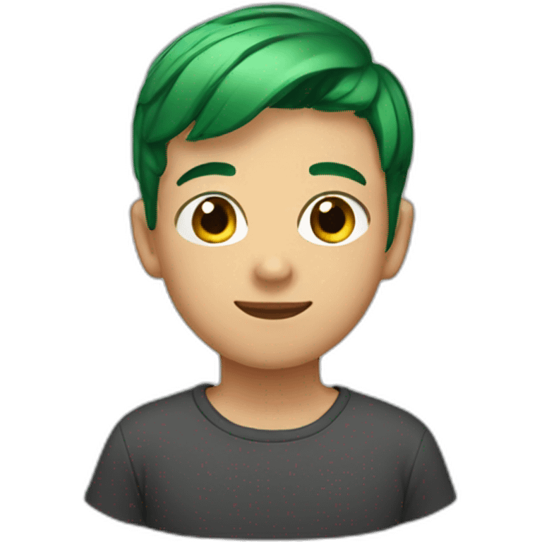 boy with green  short hair and brown eyes emoji