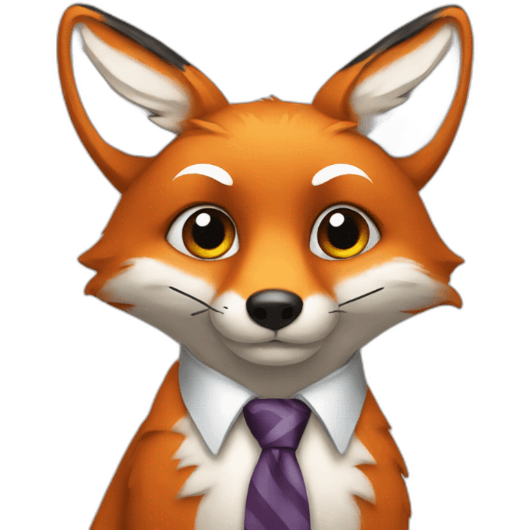 fox wearing a tie emoji