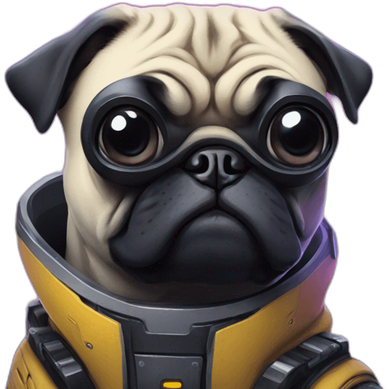 A pug in cyberpunk space emoji