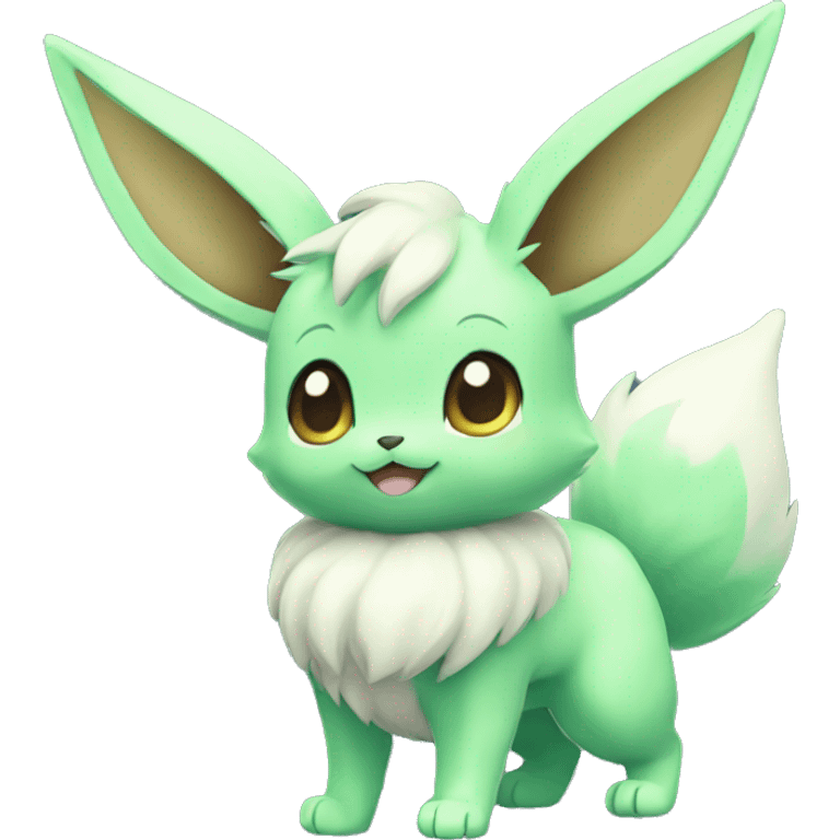 Kawaii Shiny Pastel Green Eevee Full Body emoji