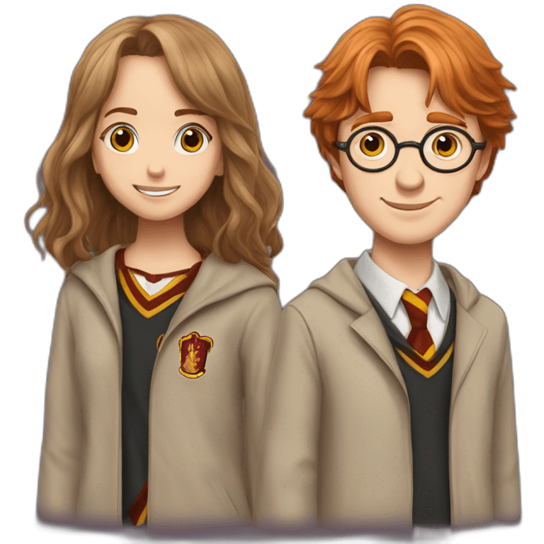 harry potter with hermoine granger and ron weasley emoji