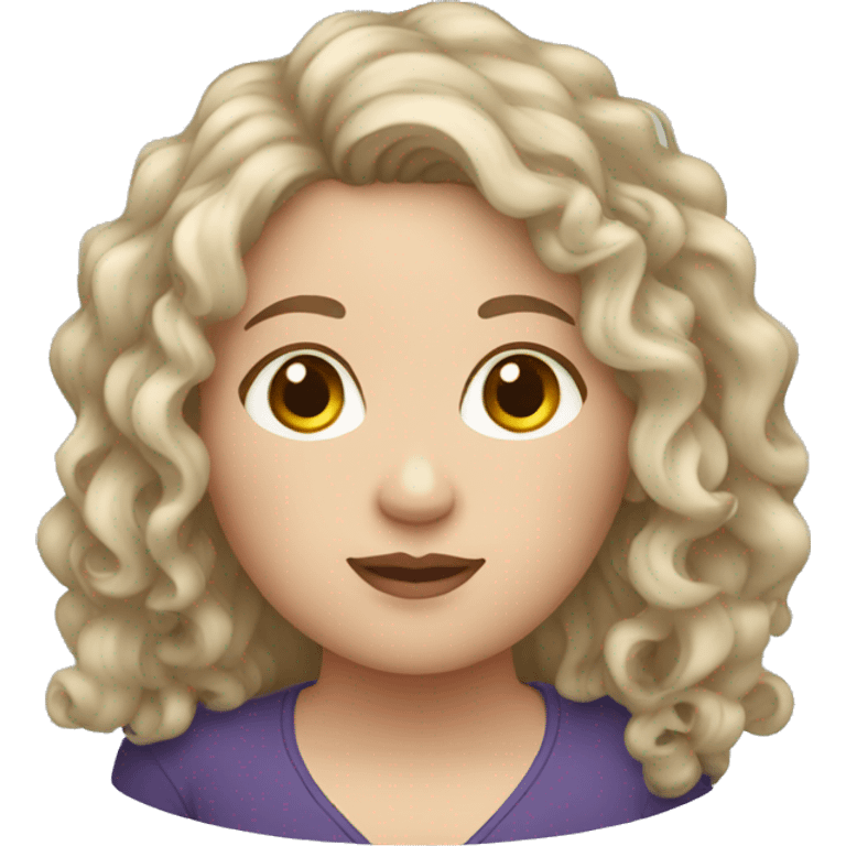 chubby white brunette woman long curly hair emoji