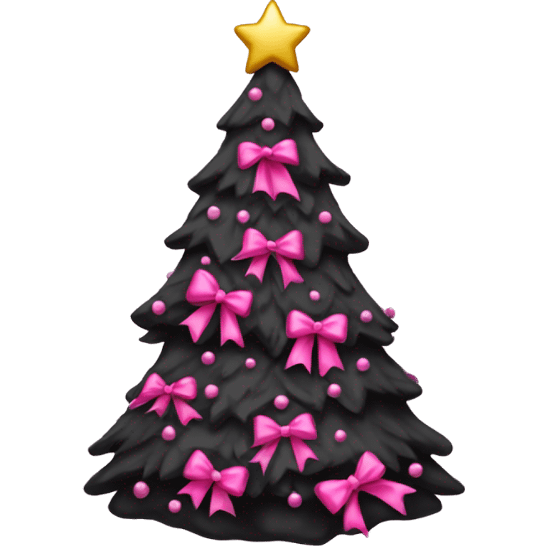 black christmas tree with pink bows emoji