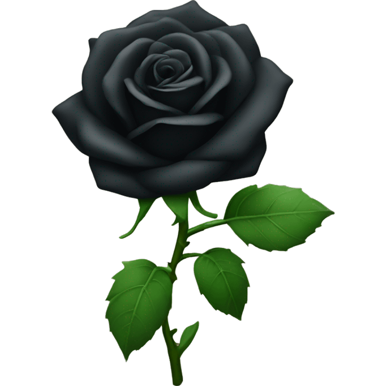 A singular black rose with green stem  emoji