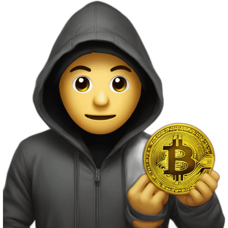 hacker holds bitcoin emoji