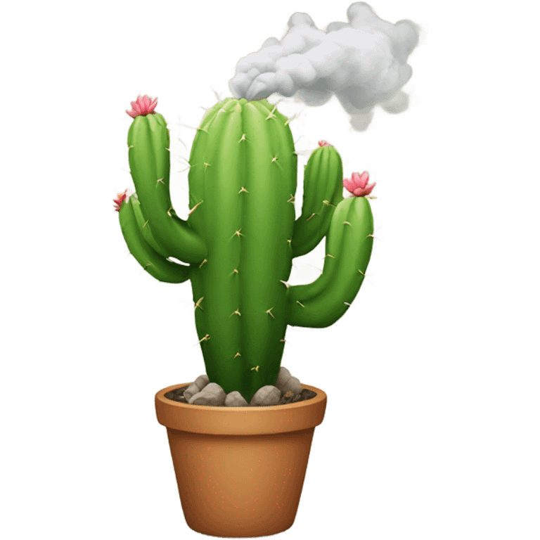 Cactus blowing smoke emoji