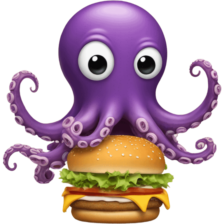 an octopus with a burger in the tentacle emoji