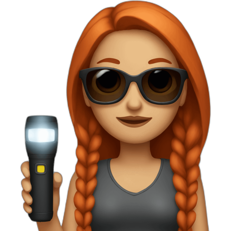 woman-with-long-red-hair-sunglasses-and-flashlight emoji