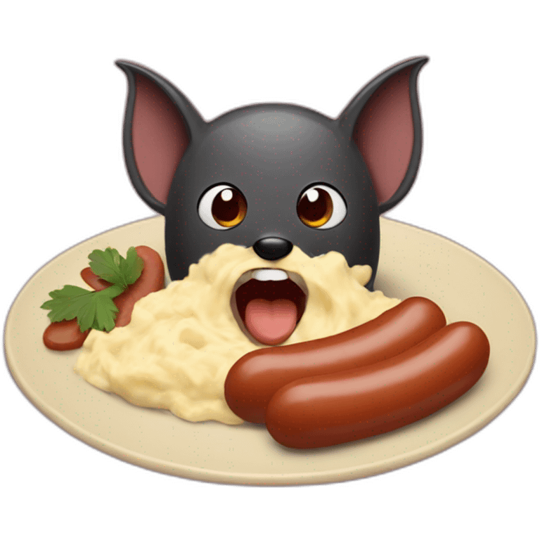 a bat eating sausages and mash emoji