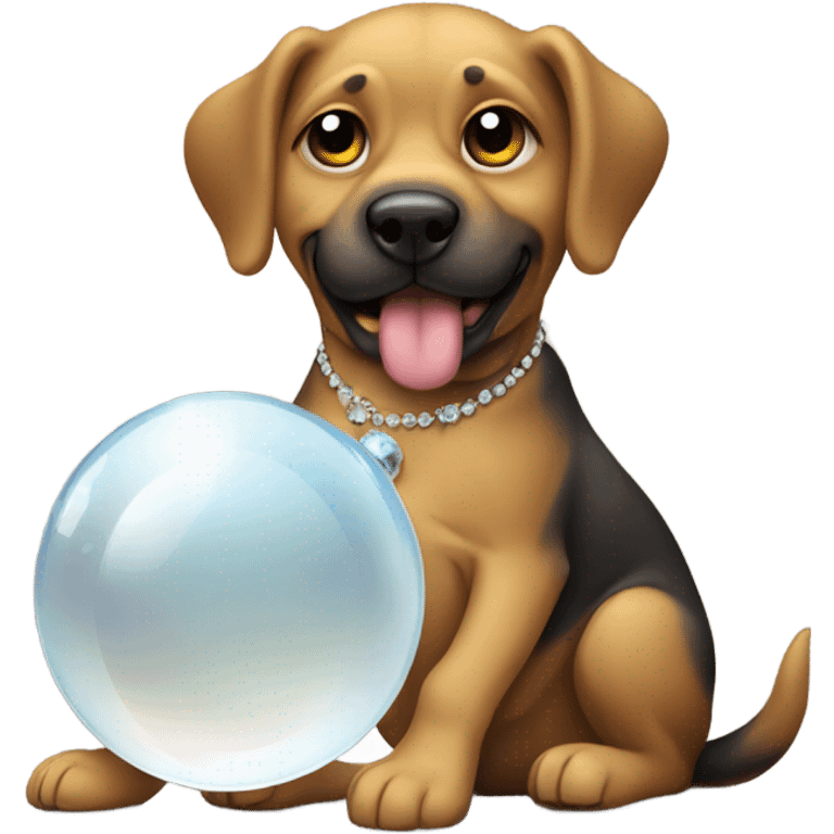 A dog with a crystal ball emoji