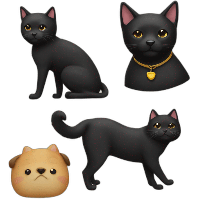 black cat friend with shiba dog emoji