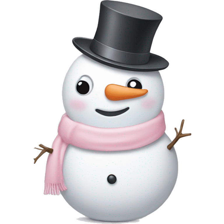 Cute white and light pink snowman emoji