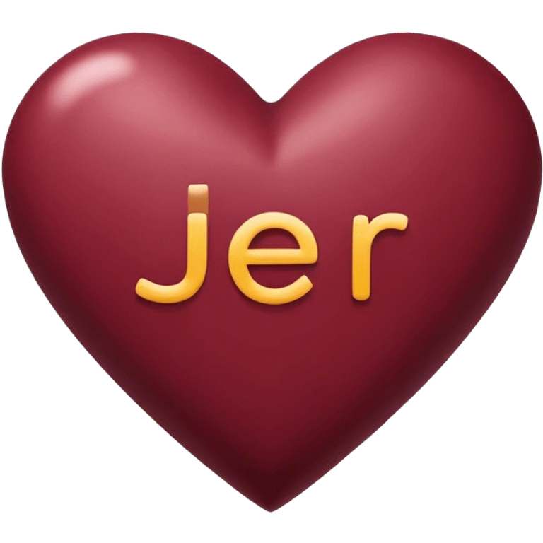 Burgundy heart with the letters Jer in the middle  emoji