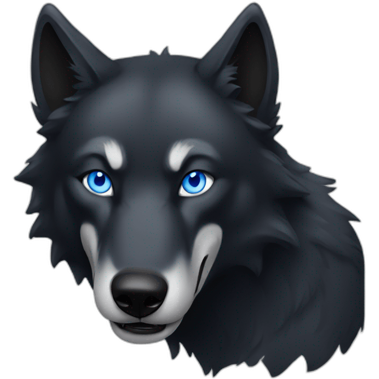 black wolf with blue eyes drinking a beer emoji