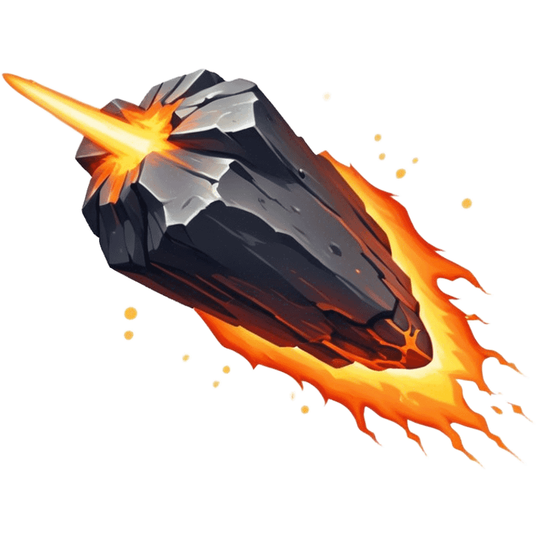  Cinematic Realistic Meteor – A fiery, blazing rock streaking through space, leaving behind a bright, dynamic trail of superheated plasma. Its rocky surface glows intensely as it hurtles toward an unknown destination. emoji