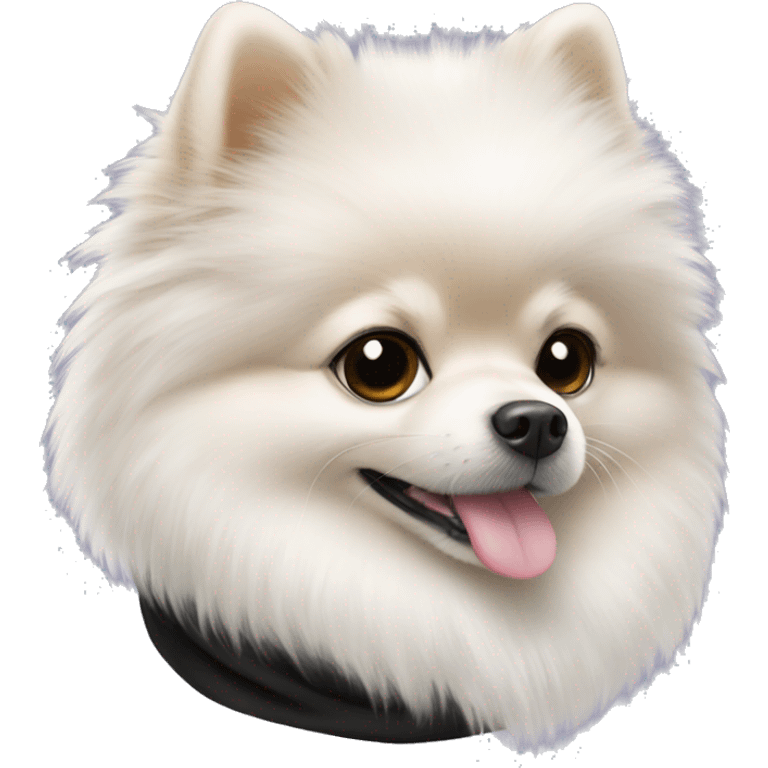 White pomeranian with black scarf  emoji