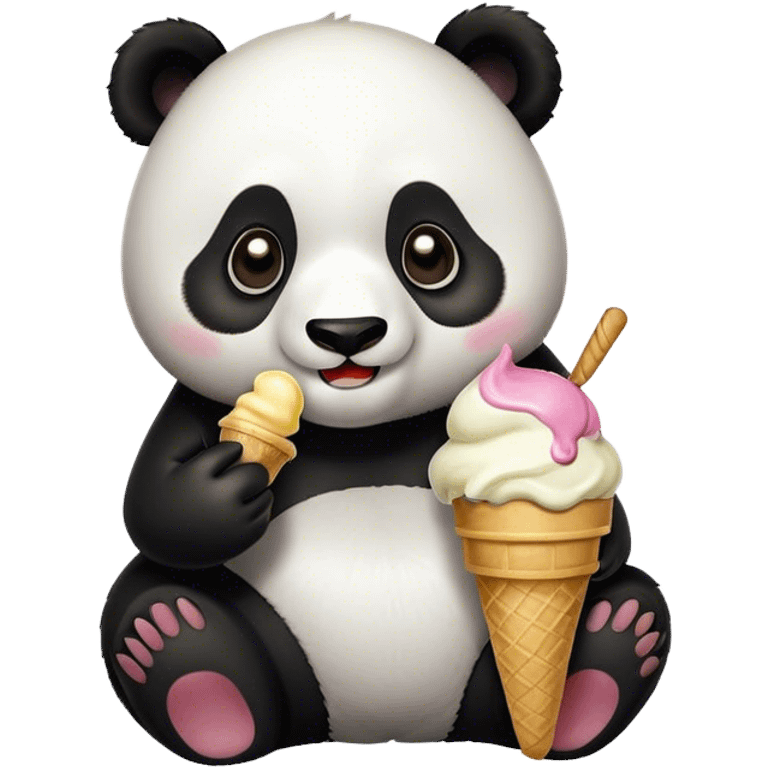 Panda eating ice cream emoji