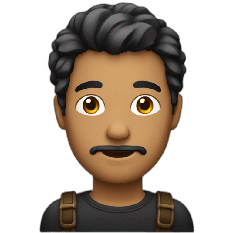 Homme bronzé avec des cheveux noir emoji