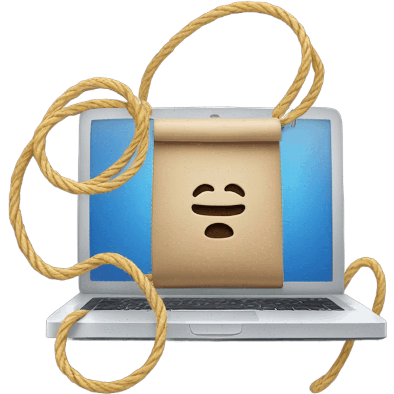 Laptop hanging with a lasso emoji