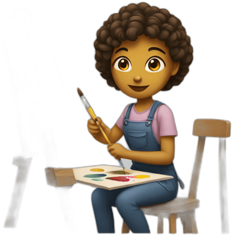 a girl is painting emoji