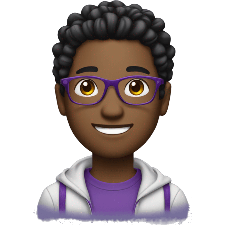 Handsome black boy with black and purple braids and glasses emoji