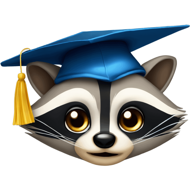 raccoon face wink eyes with graduation hat emoji