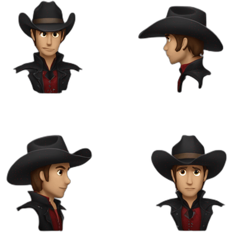 Very developed Cowboy kissing male vampire emoji