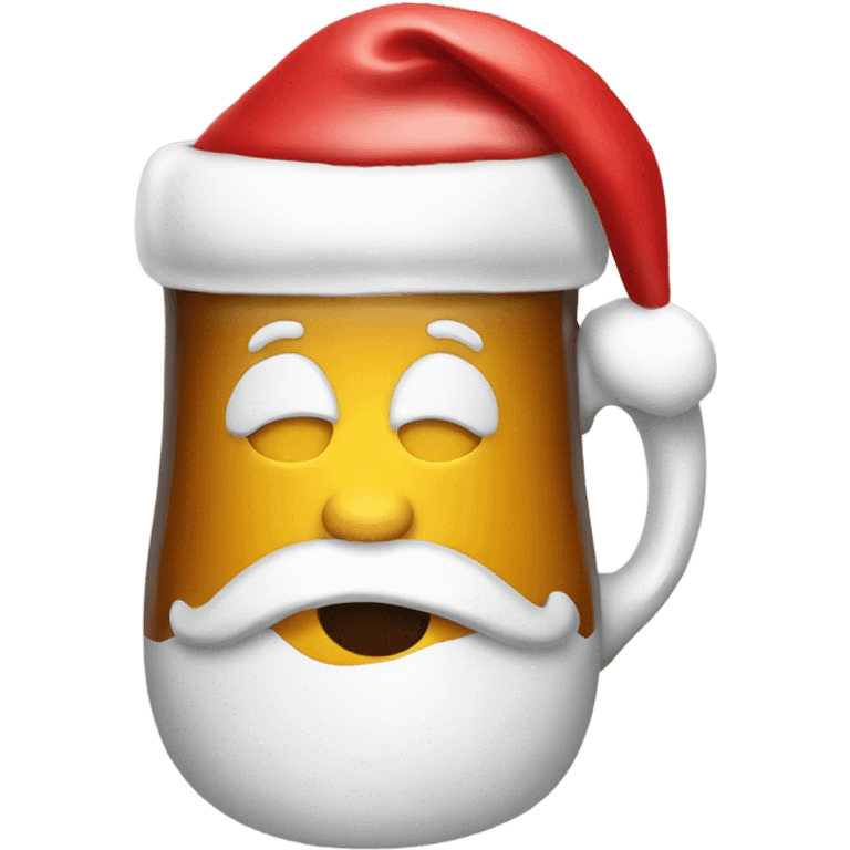 Beer mug wearing Santa hat emoji