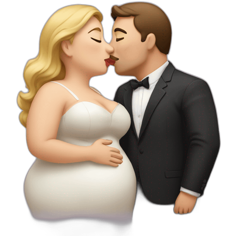 overweight couple kissing emoji