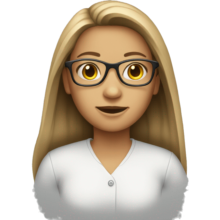 female, long hair, eyeglass emoji