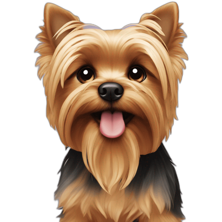  Yorkie is with black eyes licking it’s nose  emoji