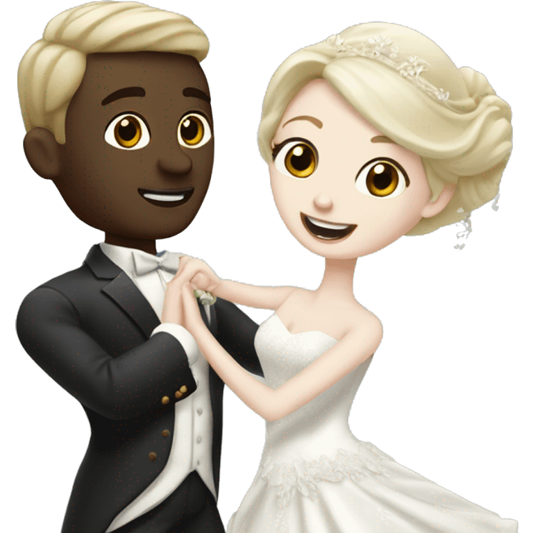 Pale skin Bride and pale skin groom dance emoji