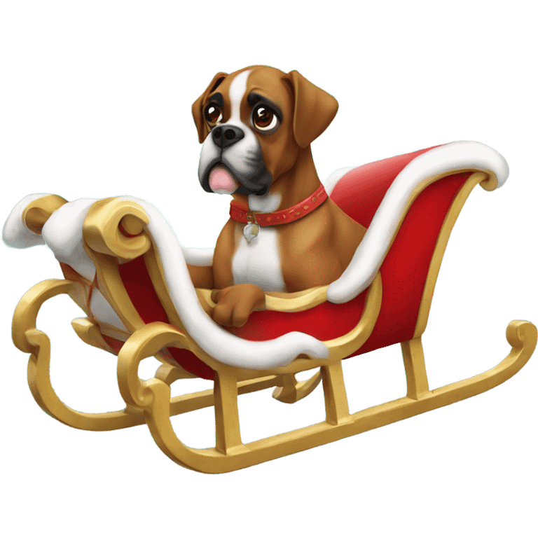 boxer dog on santa sleigh emoji