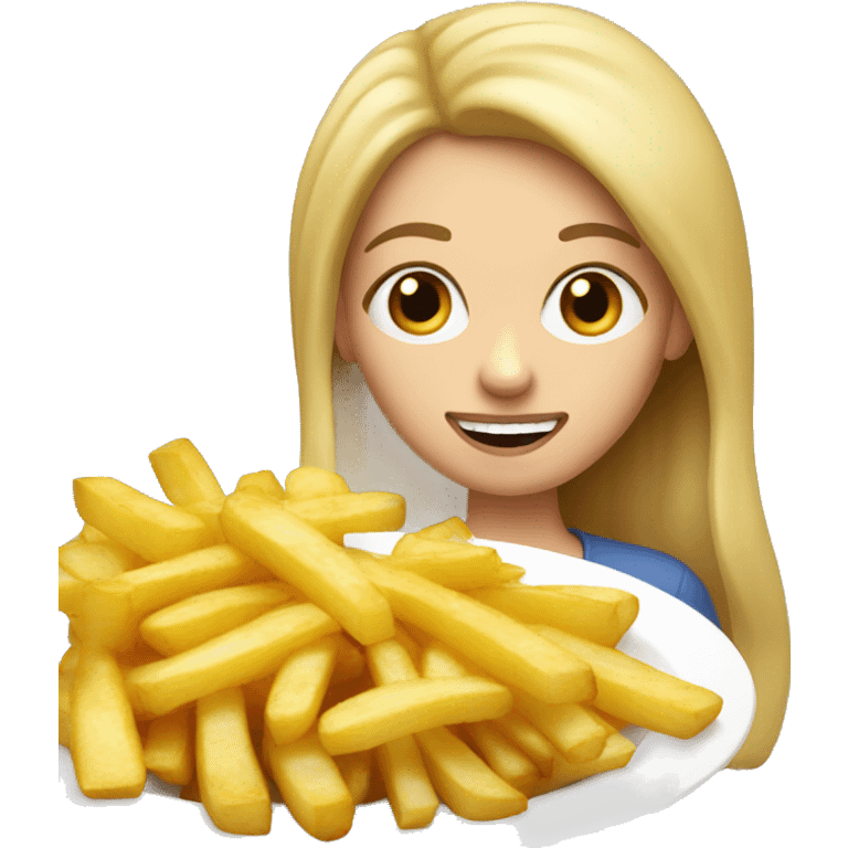 a white girl eating fried potatoes emoji