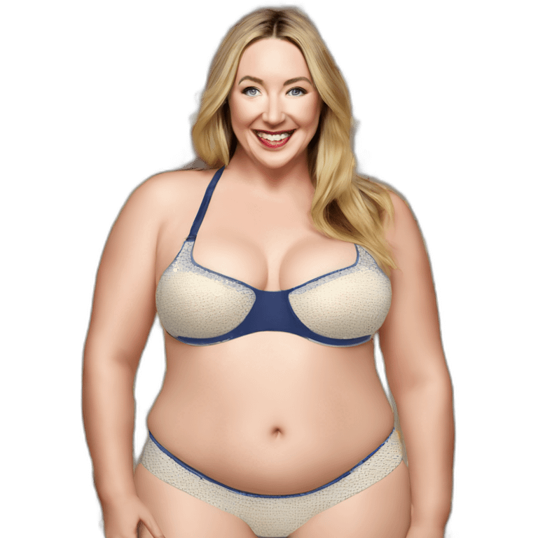 Plus size Victoria Coren underwear model mash potato party emoji