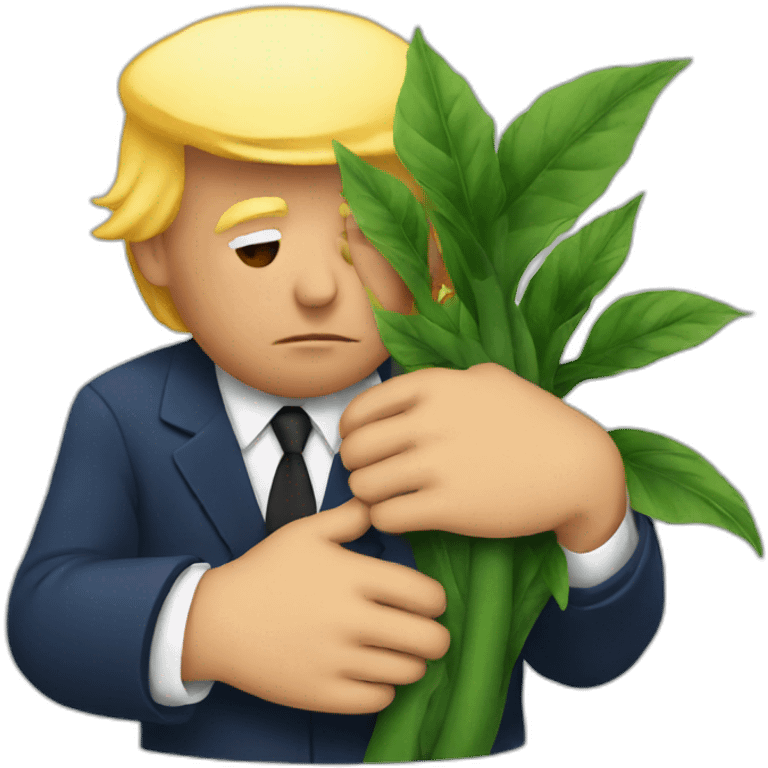 trump hugging a plant emoji