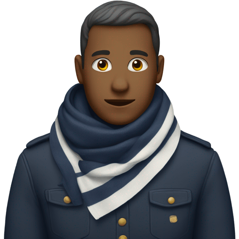 Thrush wearing a Navy blue and white scarf emoji