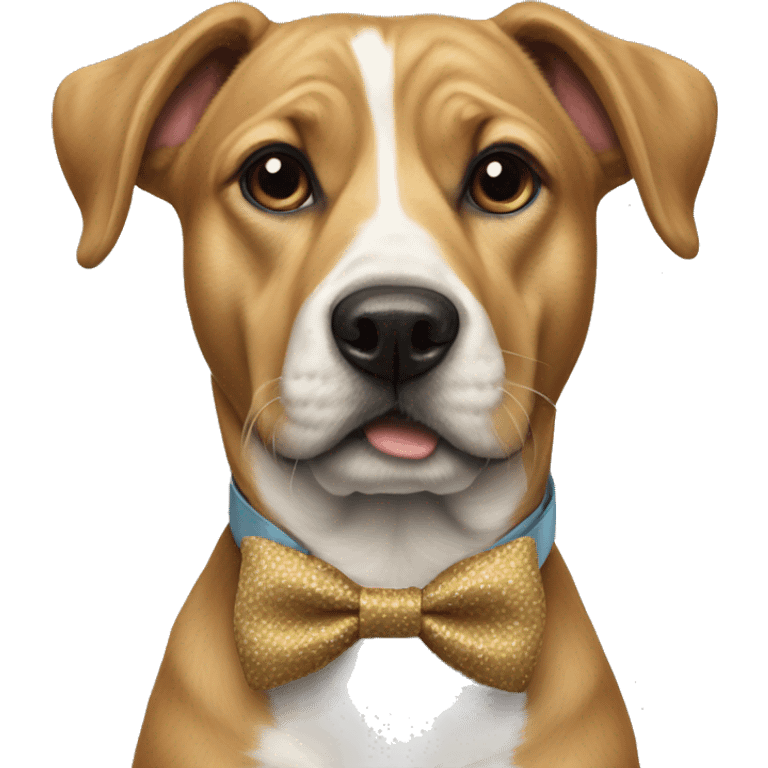 realistic dog portrait with bow tie emoji